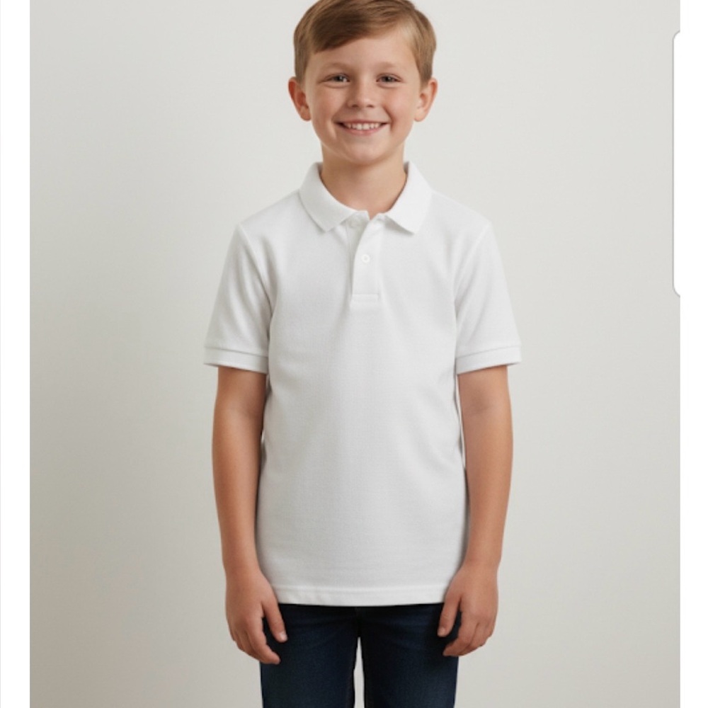 GILDAN (3) DryBlend Short Sleeve Polo Shirt, Boys Youth Size L, White